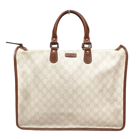 Gucci Cream Monogram Canvas Bag with Brown Leather - Picture 1 of 8